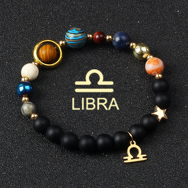 Universe Galaxy Eight Planets 12 Constellation Solar System Bracelets | Natural Stones