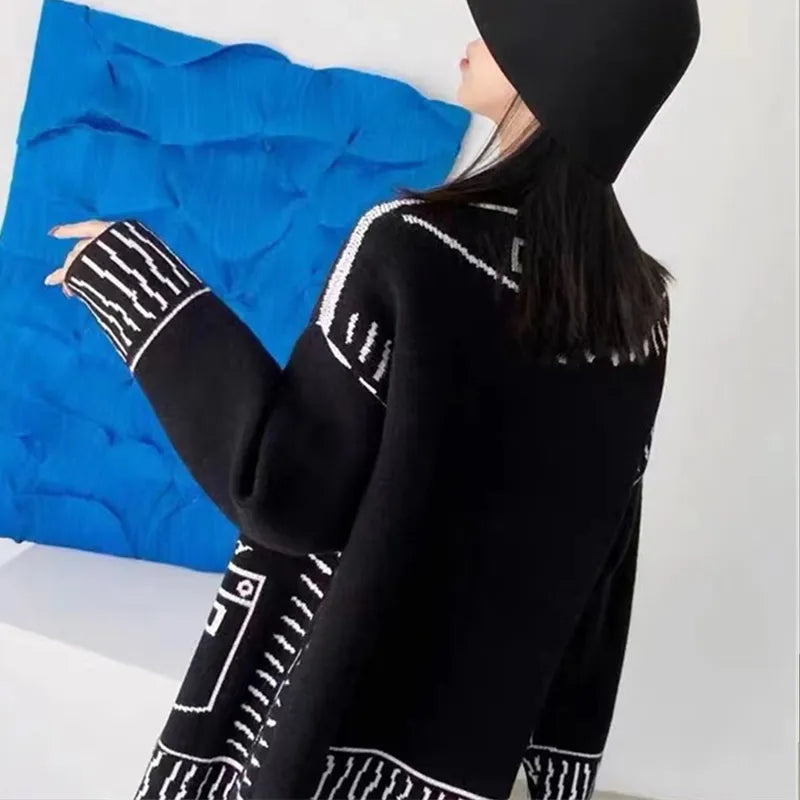 Fashion Stylish Women's Vintage Loose Print Graffiti Cardigans Sweaters Y2K