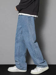 High Quality Fashion Men's Casual Long Straight Loose Wide Leg Classic Denim Jeans