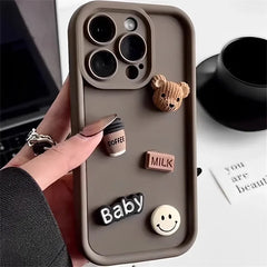 Delightful Cute Coffee Bear Pattern Silicone Case for iPhone| Anti-Scratch and Dust Proof