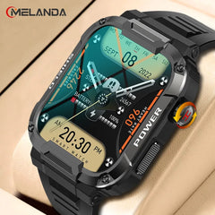 2024 MELANDA Military Tactical Sports Smartwatch for Men - 1.85" Bluetooth Call, 110+ Sports Modes Health Monitoring For Android IOS IP68 Waterproof