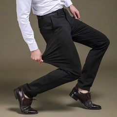 Men's Business Casual Pants Elastic Straight Formal Trousers Size 28-40