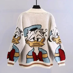 Disney Knitted Donald Duck and Mikey Cartoon Sweaters for Women and Junior