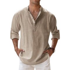 Gorgeous Sexy Men Casual Cotton Linen Lightweight Long Sleeve Shirts