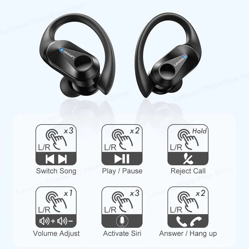 Lenovo Sports Gaming Earbuds LP75 Wireless Bluetooth 5.3 TWS LED Digital Display HiFi Stereo Noise Reduction