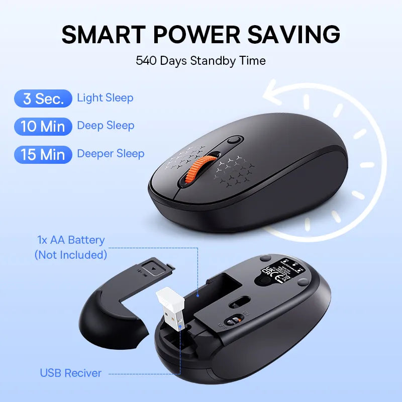 Baseus 1600DPI Silent Mouse Bluetooth Wireless Mouse with 2.4GHz USB Nano Receiver for PC MacBook Tablet Laptop