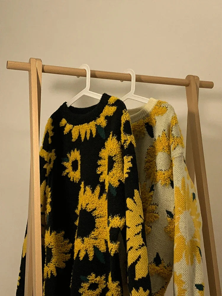 Gorgeous Luxury Men's Thick Knitwear Sunflower Sweaters for Men and Women