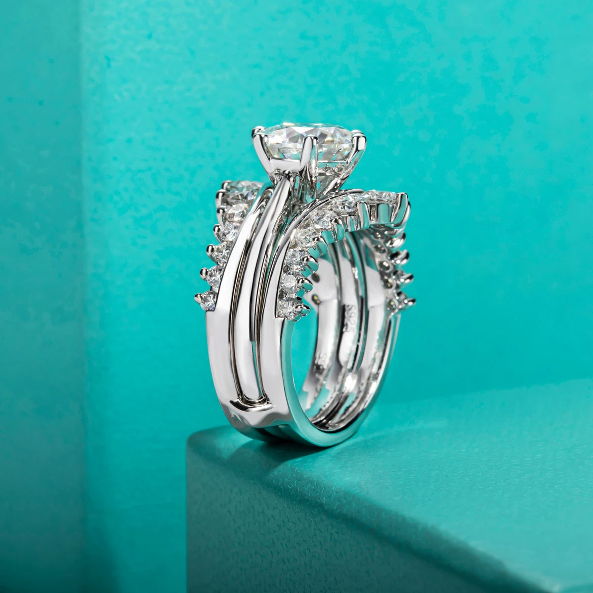 Luxury Brilliant 3CT VVS1 Moissanite Wedding Bridal Ring Sets GRA Certificate