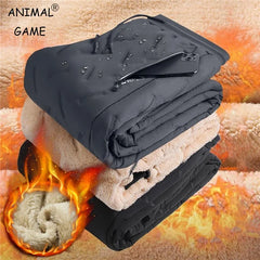 Top Quality Plush Thick Lambswool Cotton Thermal Fleece Windproof Waterproof Sweatpants