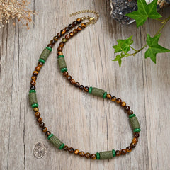 Exquisite Natural Tiger's Eye Beads Protection Good Luck Zen Necklace Women and Men