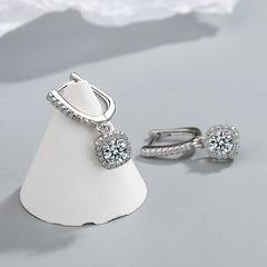 Exquisite Elegant 925 Sterling Silver Sparkling 2CT Zirconia Huggie Hoop Earrings