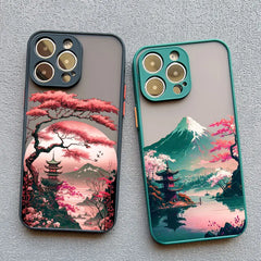 Collectible Japanese Aesthetic Mount Fuji Landscape Map Phone Case For iPhone