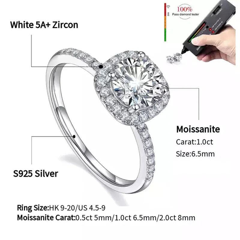 Luxury Radiant 3CT VVS1/D Moissanite Engagement Rings | GRA Certificate