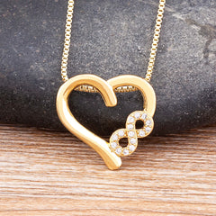 Exquisite Romantic Heart Love Cubic Zirconia Pendant Choker Necklace