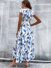 Gorgeous Elegant Casual Lace Waist Stitching Floral Print Hollow Beach Long Dress