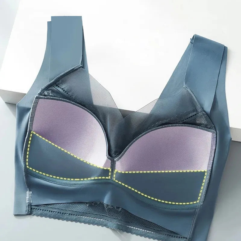 Sexy Lace Ice Silk Seamless Push Up Breathable Wire Free Bras