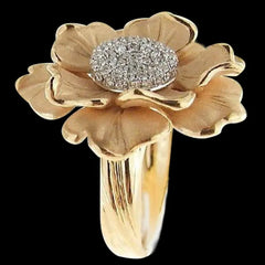 Luxury Yellow Floral Zirconia Rings for Women