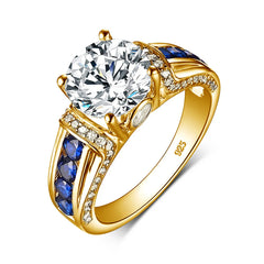 Magnificent Sparkling 3.6CT VVS1/D Real Moissanite Rings | Blue Sapphire | GRA Certified