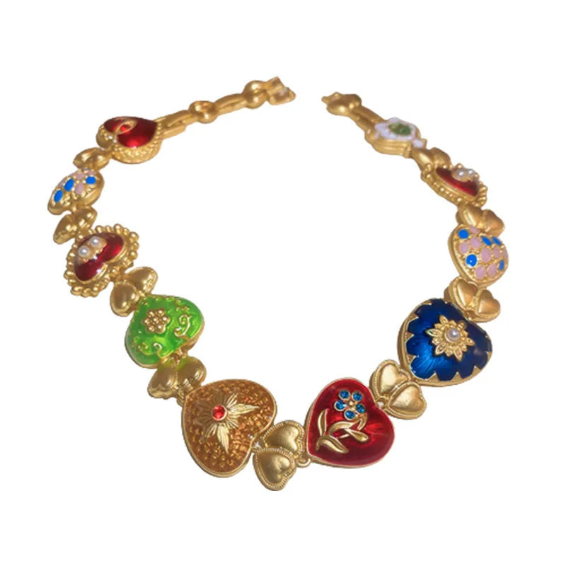 Masterpiece Vintage Rhinestone Pearl Love Heart Choker Necklace