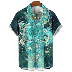 Men's Casual Vintage Hawaiian Shirt 3D Dragon Pattern Perfect for the Summer Size 3XL-5XL