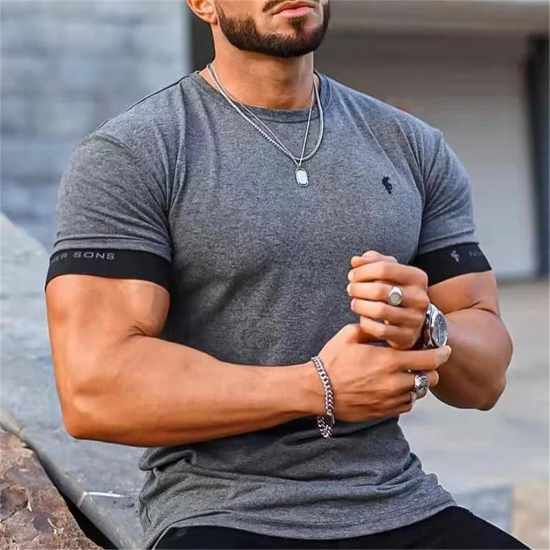 Casual Stylish Men's Gym Cotton Short Sleeve T-shirts Tees