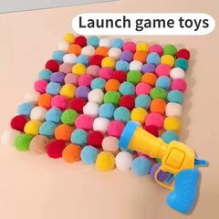 Colorful Cloth Interactive Cat Toys: Launch, Train, & Play with Mini Pompoms and Plush Balls
