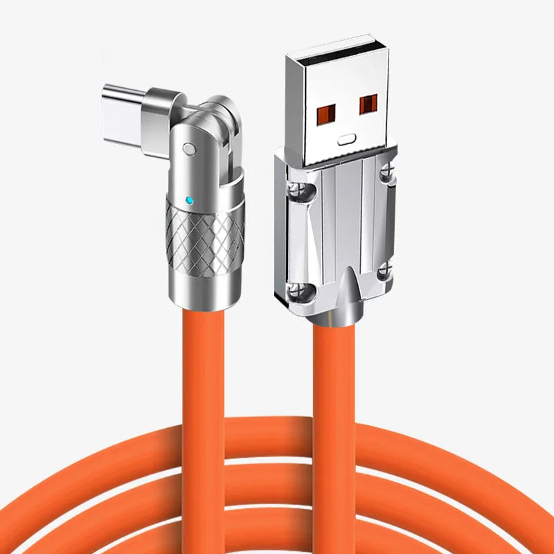 Super Fast charging 120W 7A Type C Cable Rotation Elbow Cable for Game For Xiaomi Samsung Phone Charger Liquid Silicone USB C Cable