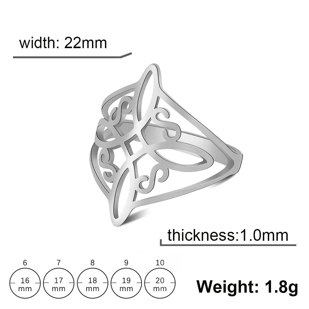 Stainless Steel Knot Cross Celtics Knot Good Luck Protection Ring for Women and Men