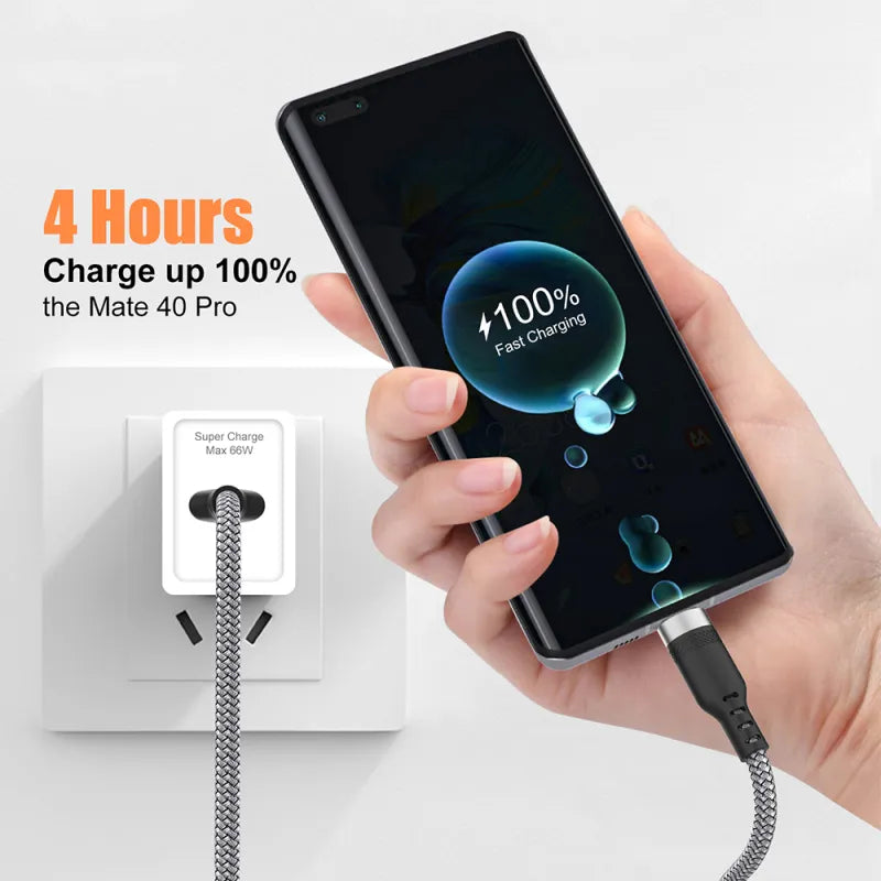 Fast Charging Cable - 6A Extended USB TYPE-C Cable Braided Data Cable for Samsung Huawei Xiaomi Switch Sony PS5 TYPE-C
