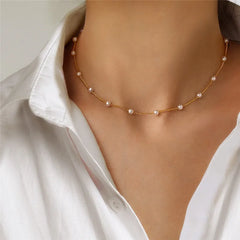 Trendy Fashion Elegant Women's Neck Chain Pearl Choker Necklace