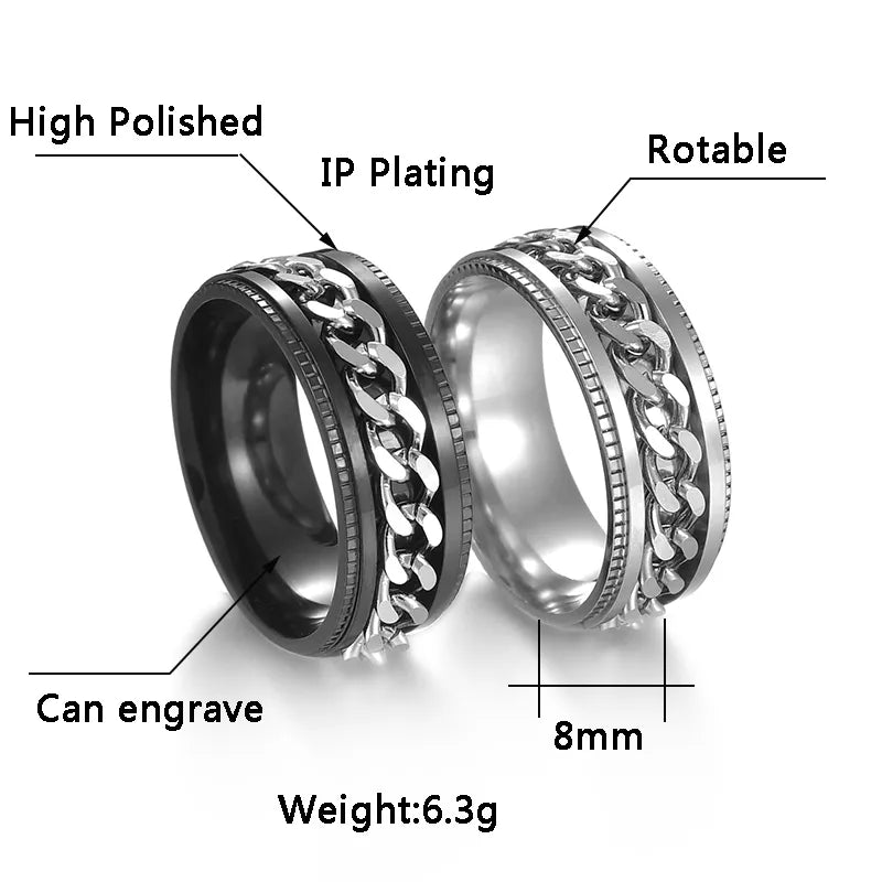 Exquisite High-Quality Stainless Steel Rotatable Spinner Chain Rings
