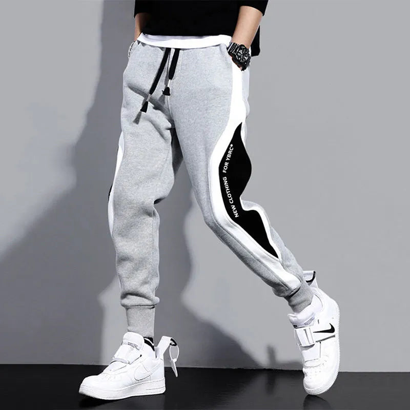 Men's Wide Loose Casual Sports Elastic Rope Breathable Tie-foot Sweatpants Trousers