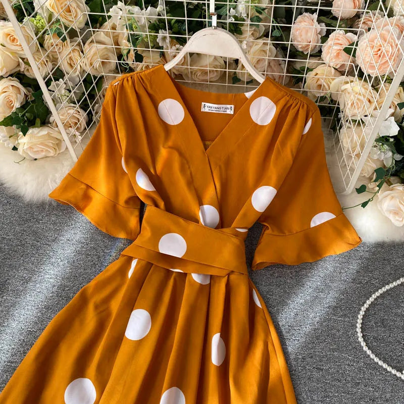 Gorgeous Vintage Fashion Polka Dot Print Summer Dress