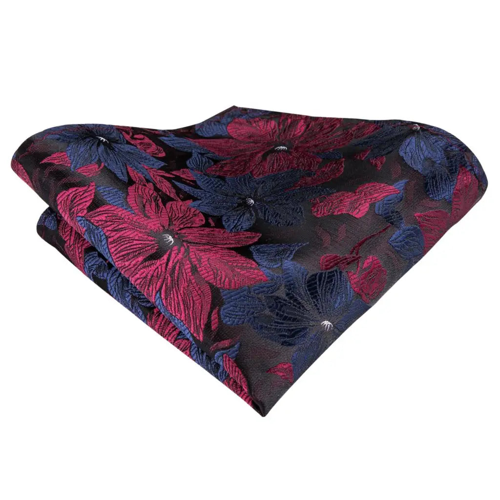 Luxury Hi-Tie 100% Silk Paisley Striped Necktie and Pocket Square Cufflinks Set