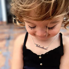 Exquisite Custom Baby Name with Hearts Stainless Steel Necklace for Babies and Children