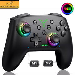 Dinofire Wireless Bluetooth RGB Controller for Nintendo Switch/Switch OLED/Switch Lite/PC/Mobile Gamepad Multi-Function Joystick
