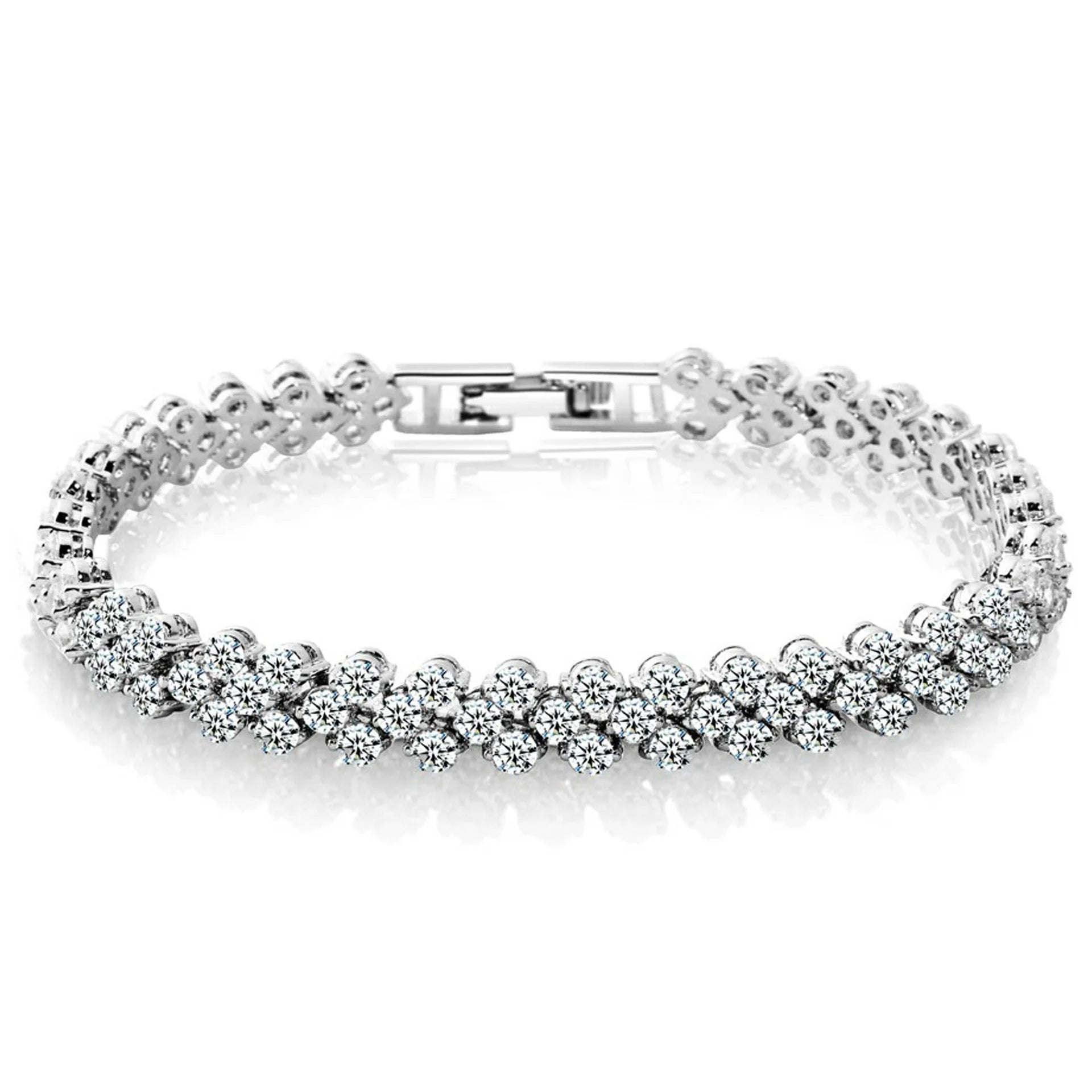 Exquisite Love Braided Leaf Bracelet - Luxurious Sparkling Rhinestones and Dazzling Cubic Zirconia for Women and Girls