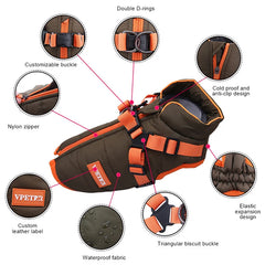 Durable Waterproof Winter Jackets with Built-in Harness and Zipper for Dogs
