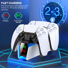 RGB Controller Charging Station For PlayStation 5 Dual Fast Charger LED Indicator