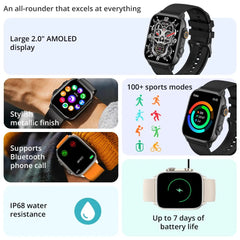 COLMI C81 Sports Smartwatch for Men Women - 2" AMOLED Health Monitor 100 Sports Modes Bluetooth Calls AI Voice Assistant IP68 Waterproof