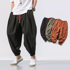 Trendy Mens Cotton Linen Loose Oversize Harem Sweatpants Trousers Comfy Unique Style