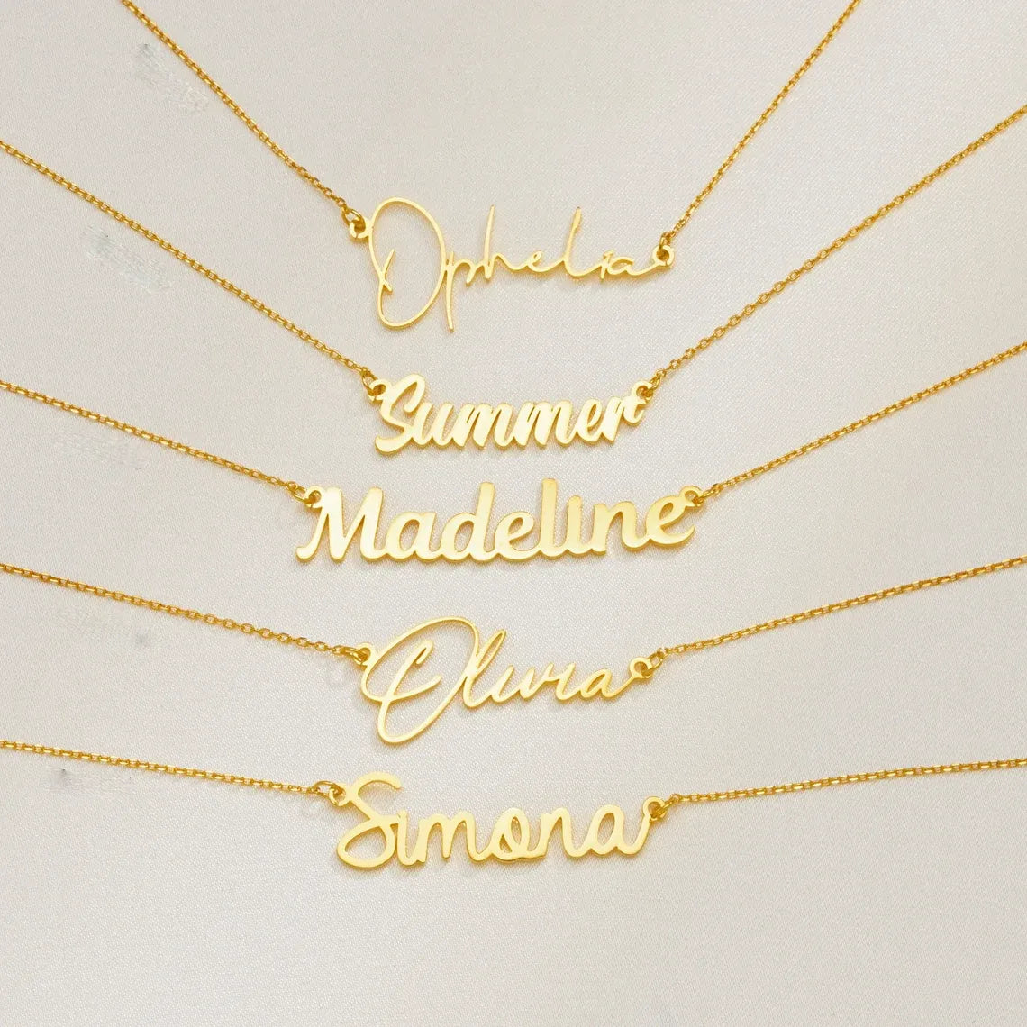 Luxury Elegant Stainless Steel Gold and Rose Gold Personalized Name Cursive Letter Pendant Necklace for Women Men