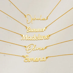 Exquisite Stainless Steel Custom Name Pendant Necklace with Cursive Letter Fonts for Children