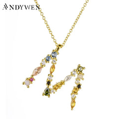 Exquisite Luxury 18K Gold Plated Initial Alphabet Monogram Opals Pendant Necklace