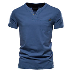 Top Quality Cotton Fashion Design V-neck Casual Classic Men T-Shirt