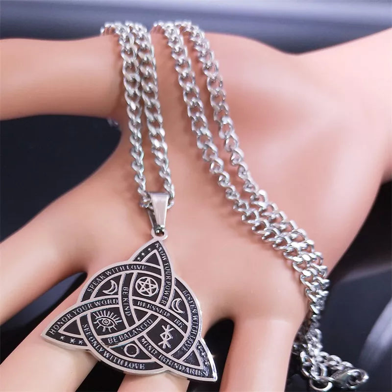 Stainless Steel Celtic Knot Protection Amulet Pendant Necklace