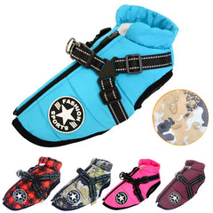 High-Quality Waterproof 100% cotton Pet Reflective Jacket with Harness for Small to Large Dogs