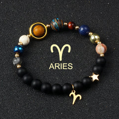 Universe Galaxy Eight Planets 12 Constellation Solar System Bracelets | Natural Stones