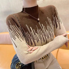 New Arrival - Gorgeous Luxury Women's Half High Collar Knitted Bright Silk Turtleneck Sweaters