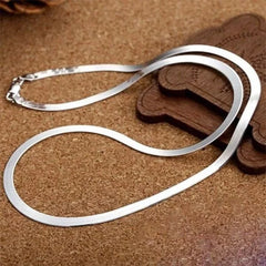 Exquisite 925 Sterling silver 18K Gold Plating 4MM Flat chain Necklace for Women